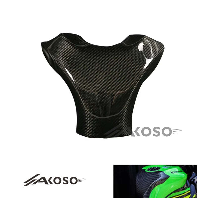 AKOSO 2019-2024 Kawasaki Ninja ZX-6R Carbon Fiber Motorcycle Gas Fuel Tank Cover