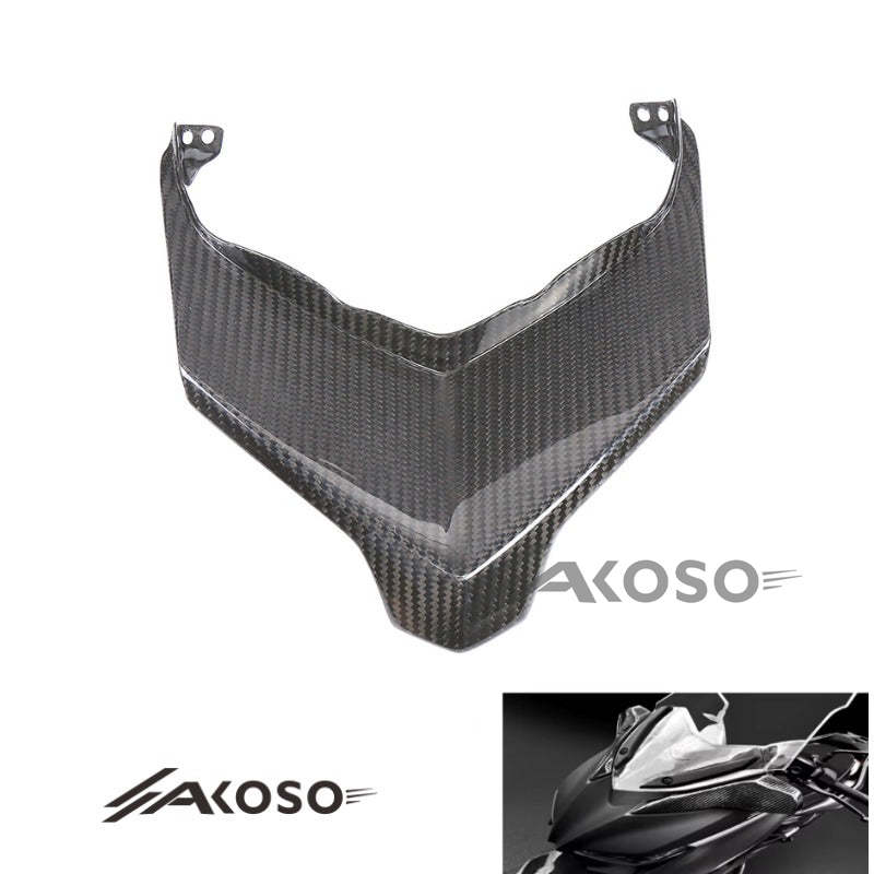 AKOSO 2017-2021 Yamaha XMAX 300 250 125 Carbon Fiber Front Headlight Upper Fairing Cover Beak Nose Extension Cowl