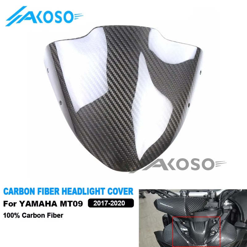 AKOSO 2017-2020 Yamaha MT09 FZ09 Carbon Fiber Upper Front Fairing Headlight Cover