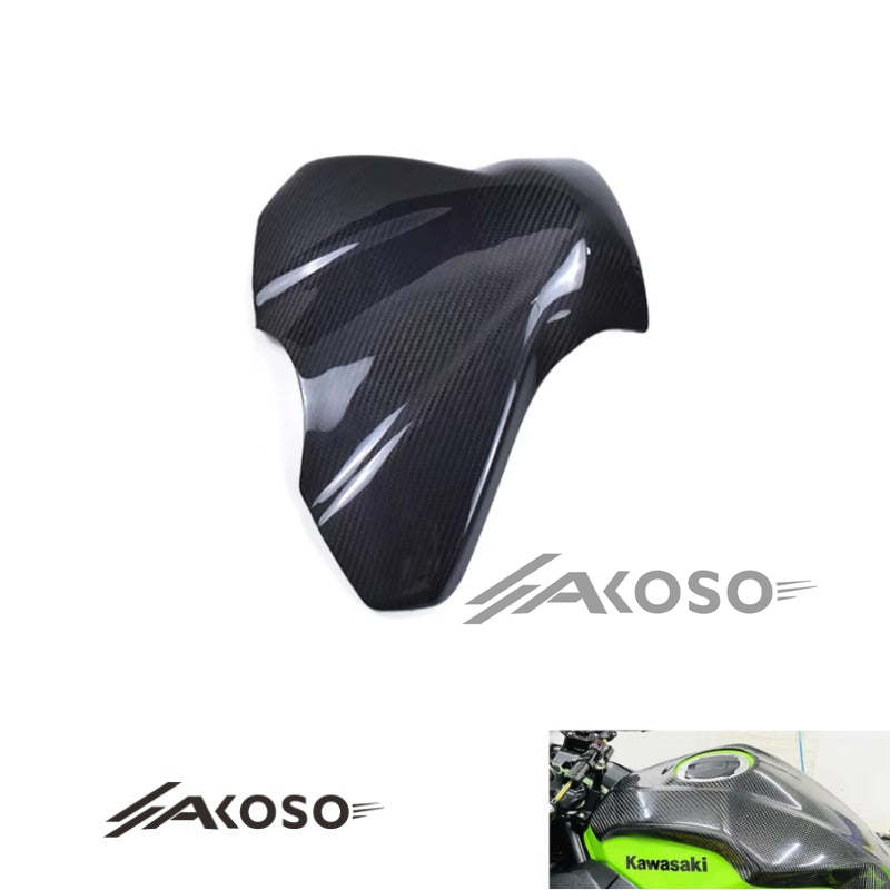 AKOSO 2018-2024 Kawasaki Ninja 400 Carbon Fiber Motorcycle Fuel Tank Cover Protector Panel Fairing