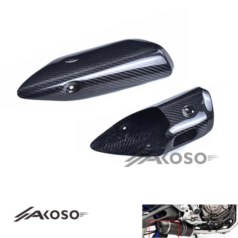 AKOSO Yamaha MT07 MT-07 2014-2017 Carbon Fiber Motorcycle Muffler Exhaust Pipe Heat Shield Cover