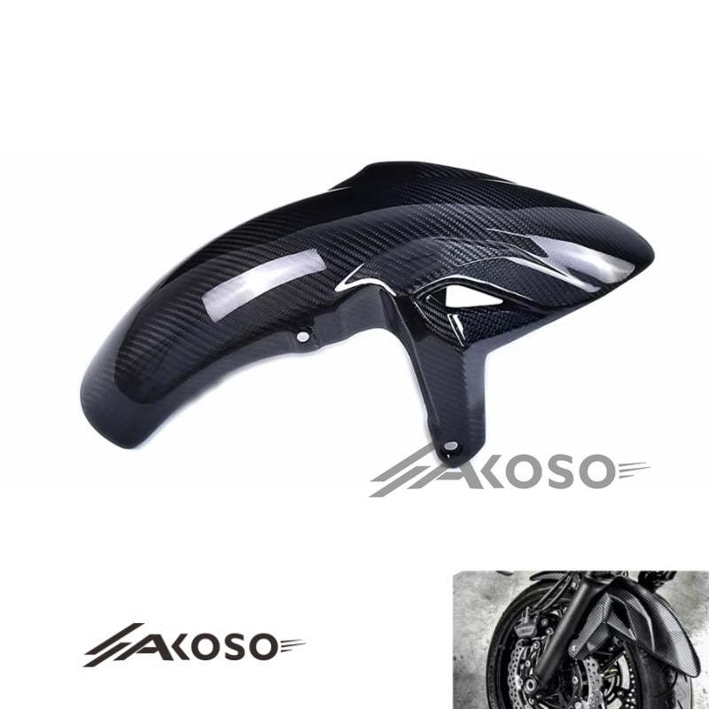 AKOSO 2014-2024 Kawasaki Ninja 650 Carbon Fiber Motorcycle Front Fender Hugger Mudguard Fairing