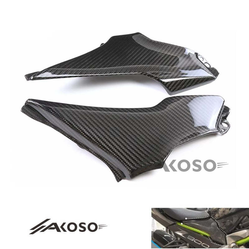 AKOSO 2017-2019 Kawasaki Z900 Carbon Fiber Motorcycle Seat Side Frame Cover Fairing Cowl Side Panel