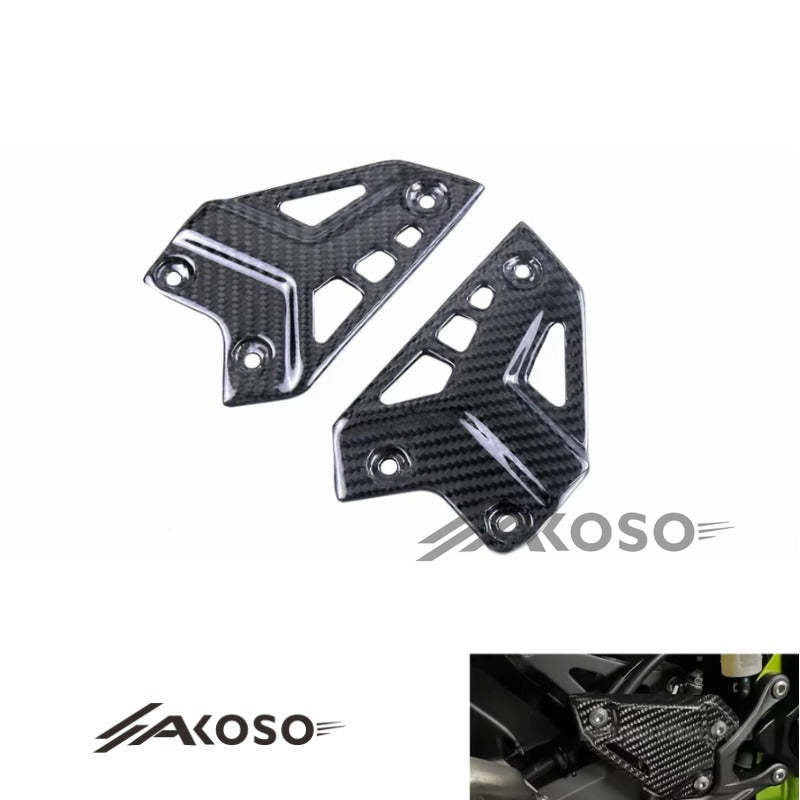 AKOSO 2017-2019 Kawasaki Z900 Carbon Fiber Motorcycle Rear Heel Guards Rearset Foot Peg Plates