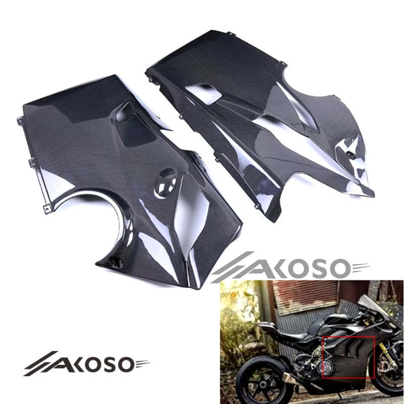 AKOSO Ducati Panigale V4 V4S V4R 2018+ Carbon Fiber Lower Side Fairings Belly Pan Motorcycle