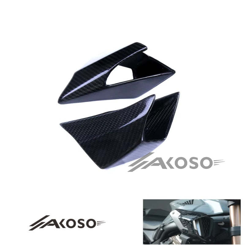 AKOSO 2019+ Honda CBR650R CB650R Carbon Fiber Fixed Wind Wing Flow Front Fairing Side Spoiler Winglet