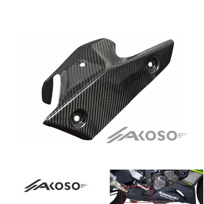 AKOSO 2019-2024 Kawasaki Ninja ZX-6R Carbon Fiber Motorcycle Exhaust Pipe Heat Shied Cover