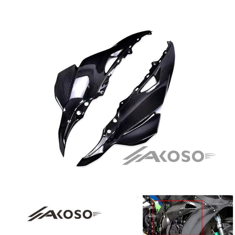 AKOSO 2016-2020 Kawasaki Ninja ZX10R ZX-10R Carbon Fiber Motorcycle Accessories Front Upper Side Fairings