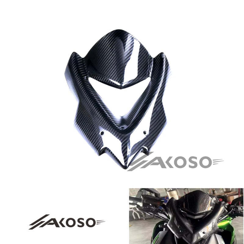 AKOSO 2014+ Kawasaki Z1000 Carbon Fiber Motorcycle Windscreen Viser Visor Windshield Wind Deflector