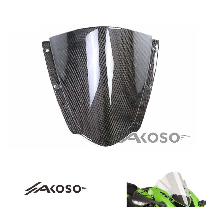 AKOSO 2021-2024 Kawasaki ZX10R ZX-10R Carbon Fiber Motorcycle Front Wind Deflectors Windshield WindScreen For