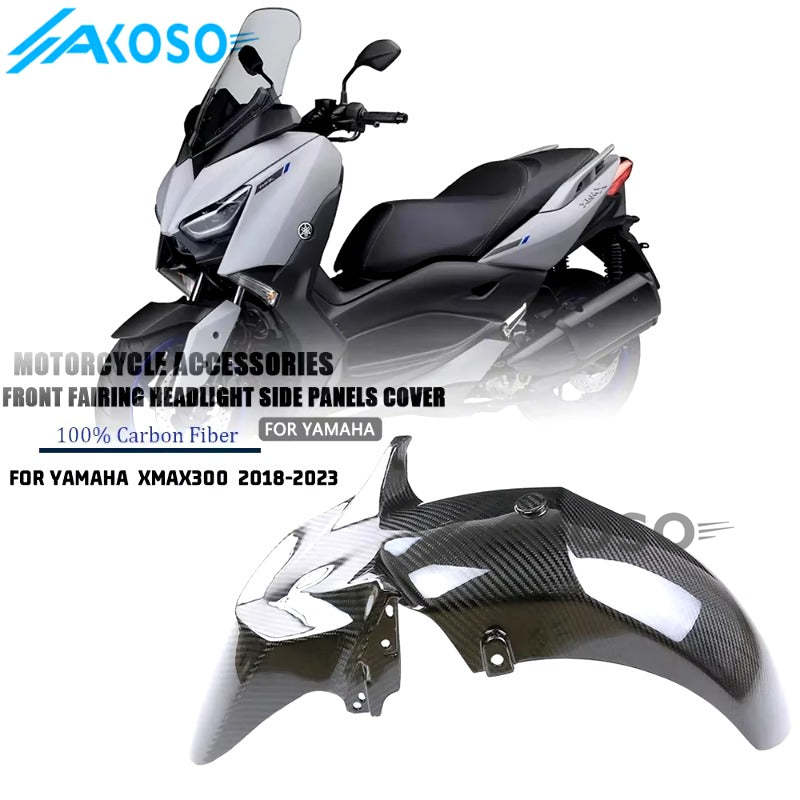 AKOSO 2017-2024 Yamaha XMAX 300 Carbon Fiber Front Fender Mudguard Wheel Cover Splash Guard