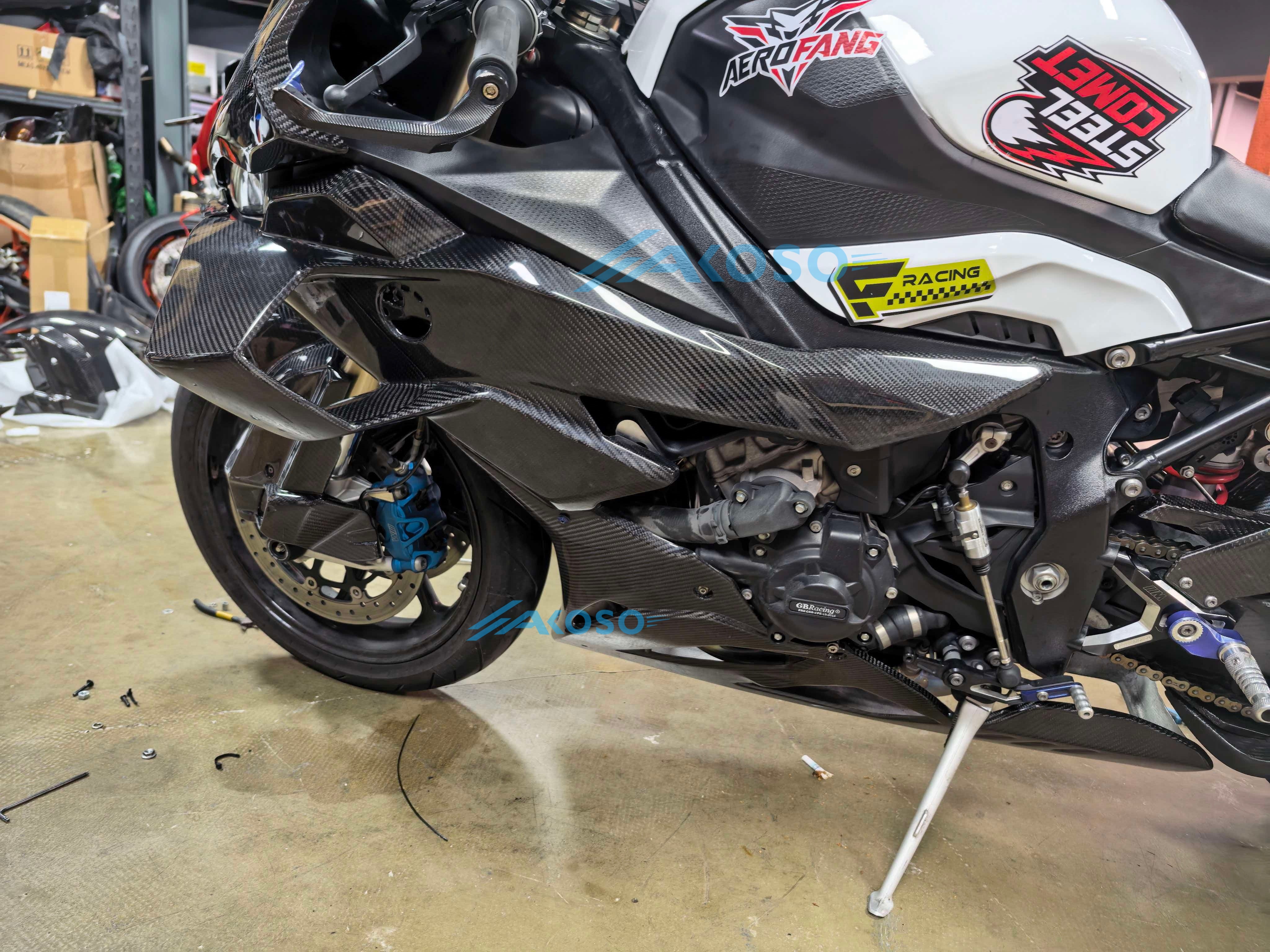 AKOSO 2025+ BMW S1000RR Carbon Fiber Front Upper Side Panel Winglets Fairing Kit