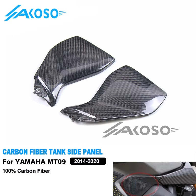 AKOSO 2014-2020 Yamaha MT09 FZ09 Carbon Fiber Motorcycle Fuel Tank Side Panels Cover Guard Cowl