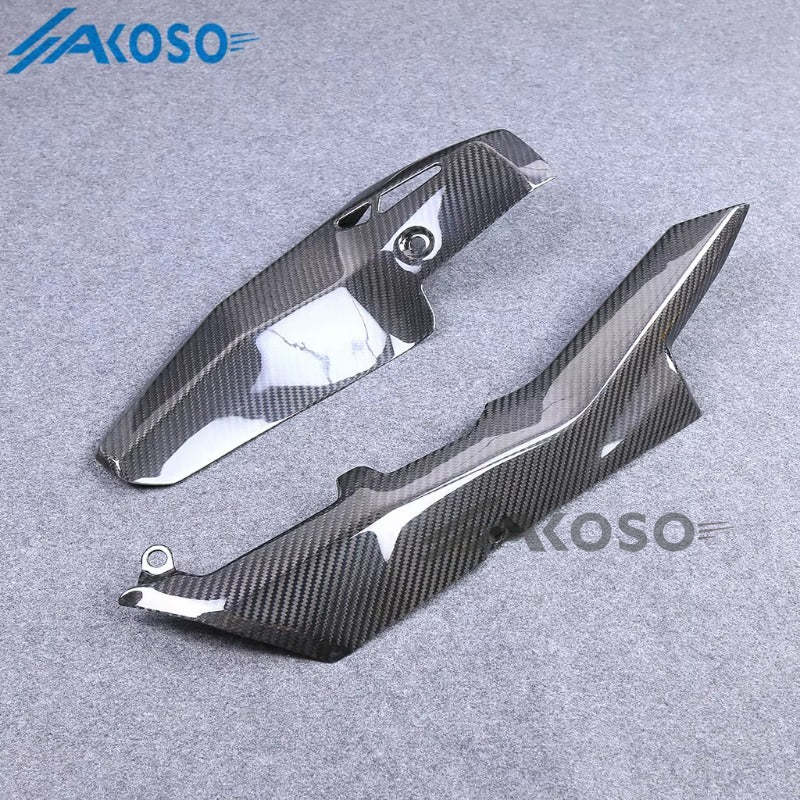 AKOSO 2015-2024 Kawasaki Ninja H2 H2R Carbon Fiber Motorcycle Exhaust Pipe Heat Shield Cover Fairing