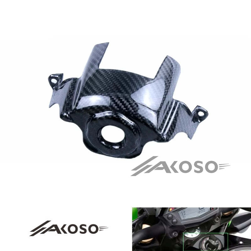 AKOSO 2014+ Kawasaki Z1000 Carbon Fiber Motorcycle Front Ignition Keychain Guard Tank Switch Key Cover