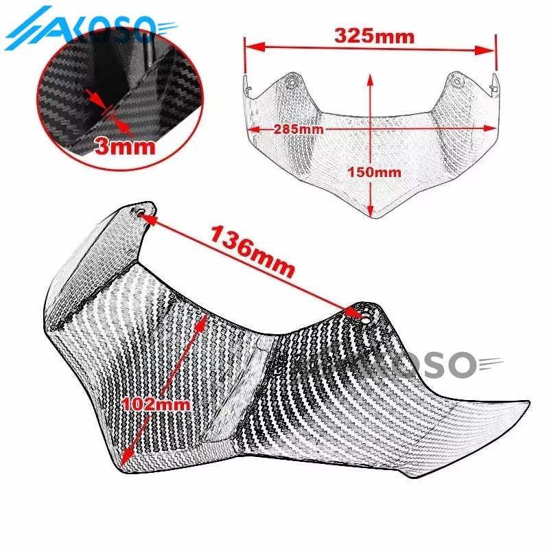 AKOSO 2017-2019 Kawasaki Z900 Carbon Fiber Motorcycle Front Beak Nose Cone Extension Fairing