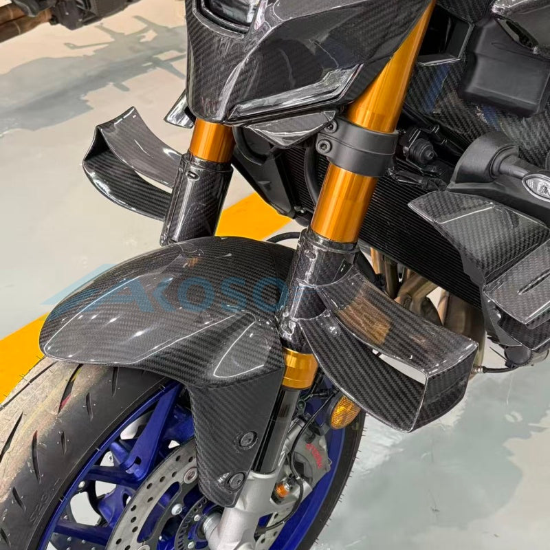 AKOSO 2021-2025 Yamaha MT09 / FZ09 Carbon Fiber Fork‑mounted Winglets Lower Front Aero Wings