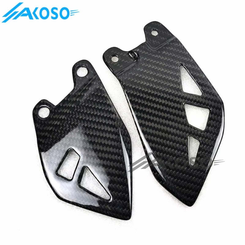 AKOSO 2016-2020 Kawasaki ZX10R ZX-10R Carbon Fiber Rearset Plate Foot Peg Protector Heel Guards