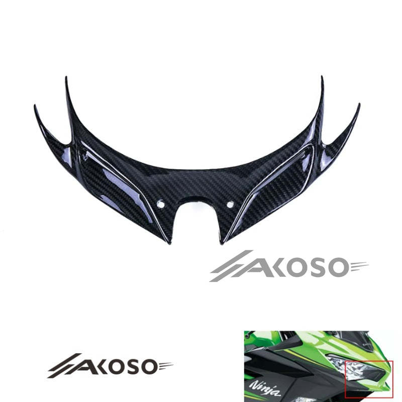 AKOSO 2018-2024 Kawasaki Ninja 400 Carbon Fiber Motorcycle Front Fairing Aerodynamic Wing Cover