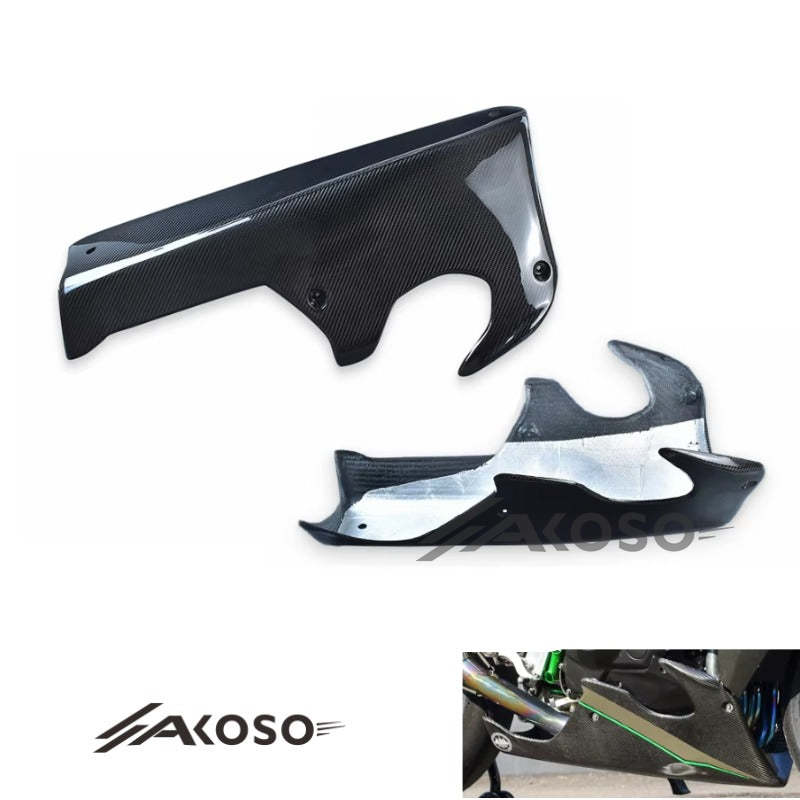 AKOSO 2015-2024 Kawasaki Ninja H2 H2R Carbon Fiber Motorcycle Lower Belly Pan Panel Cowls