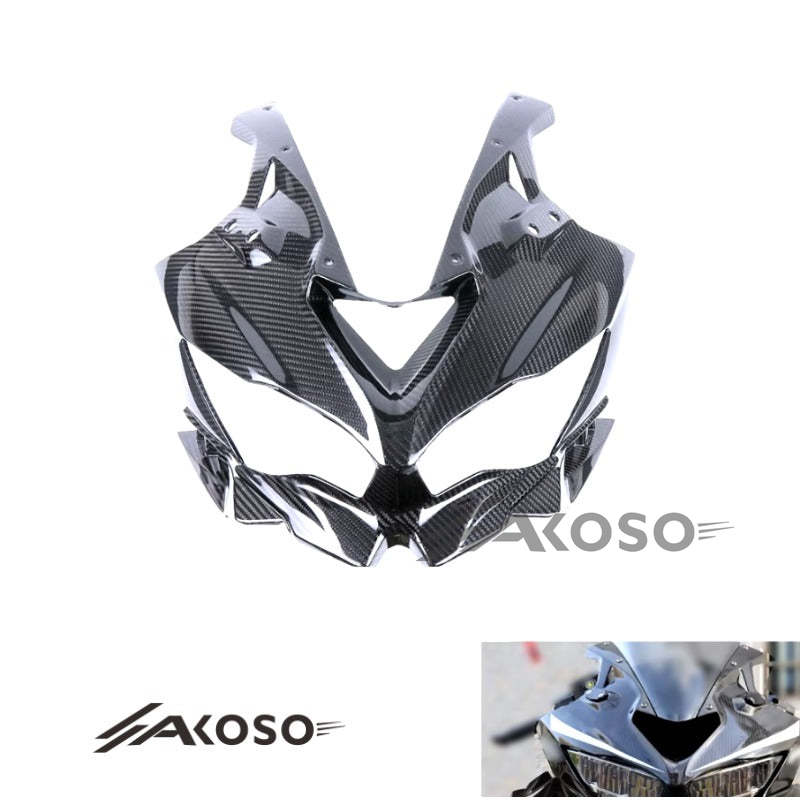 AKOSO 2020-2024 Kawasaki Ninja ZX-25R Carbon Fiber Motorcycle Accessories Front Headlight Fairing