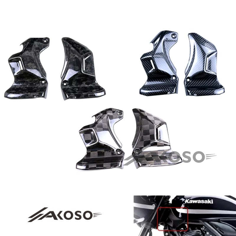 AKOSO 2018-2024 Kawasaki Z900RS Carbon Fiber Front Frame Covers Side Panels Steering Bar