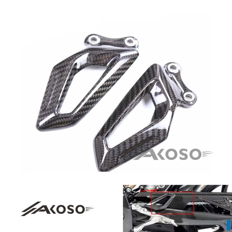 AKOSO 2019-2022 BMW S1000RR Carbon Fiber Rearset Plate Foot Peg Protector Motorcycle Heel Guard