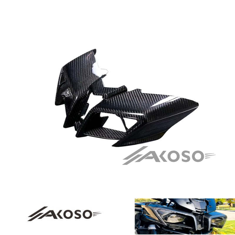 AKOSO 2015-2021 Yamaha MT10 FZ10 Carbon Fiber Front Upper Headlight Cover Fairing Motorcycle