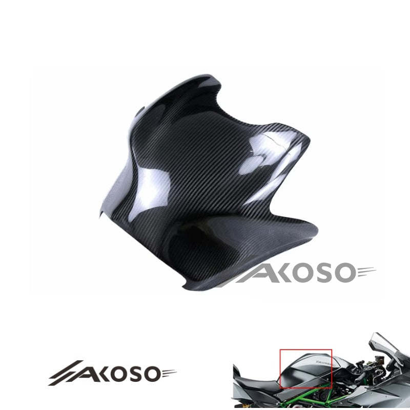 AKOSO 2015-2024 Kawasaki Ninja H2 H2R Carbon Fiber Motorcycle Fuel Tank Cover Fairing