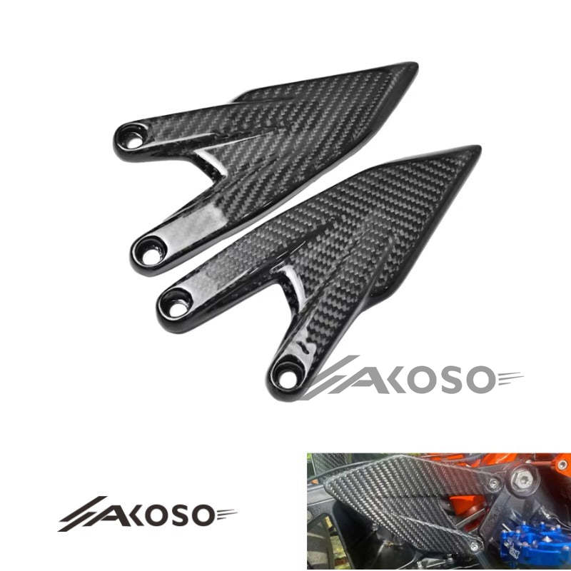 AKOSO 2012-2019 KTM 690 Duke Carbon Fiber Motorcycle Footpeg Footrest Rearset Plate Heel Guards