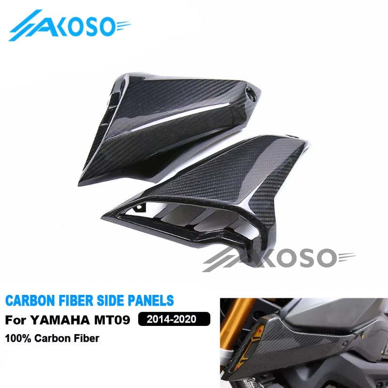 AKOSO 2017-2020 YAMAHA MT09 FZ09 Carbon Fiber Fuel Tank Side Panels Frame Trim Cover