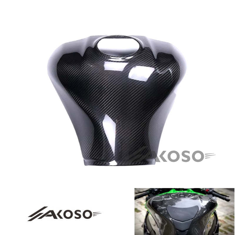 AKOSO 2021-2024 Kawasaki Ninja ZX10R ZX-10R Carbon Fiber Motorcycle Fuel Gas Tank Cover Protector Fairing