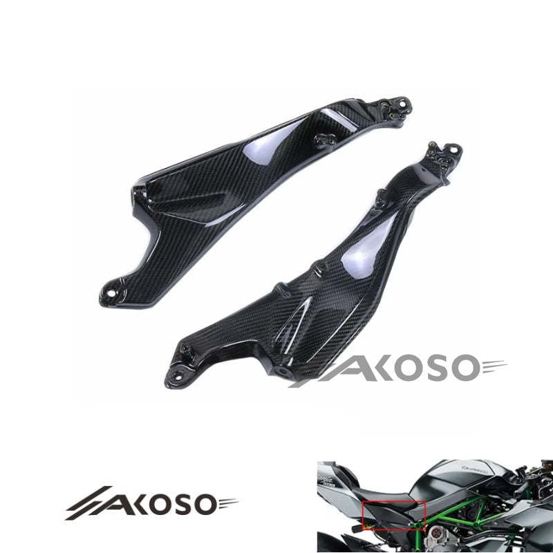 AKOSO 2015-2024 Kawasaki Ninja H2 H2R Carbon Fiber Motorcycle Rear Seat Side Plate Panels Frame Fairings