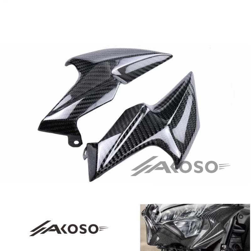 AKOSO 2020-2024 Kawasaki Z900 Carbon Fiber Motorcycle Front Side Nose Headlight Fairing Panel