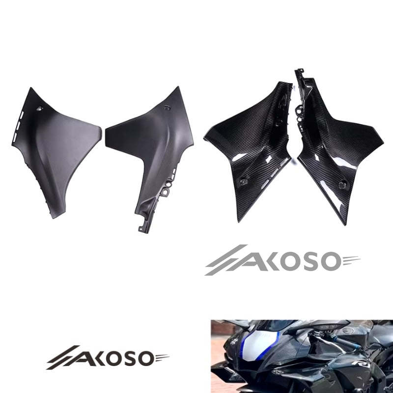 AKOSO Yamaha R1 2020-2024 Carbon Fiber Front Tank Upper Side Fairings Panels Fairing