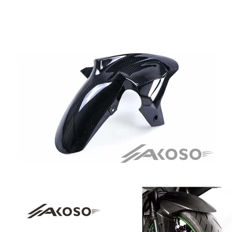 AKOSO 2018-2024 Kawasaki Ninja 400 Carbon Fiber Motorcycle Front Fairing Hugger Fender Mudguard