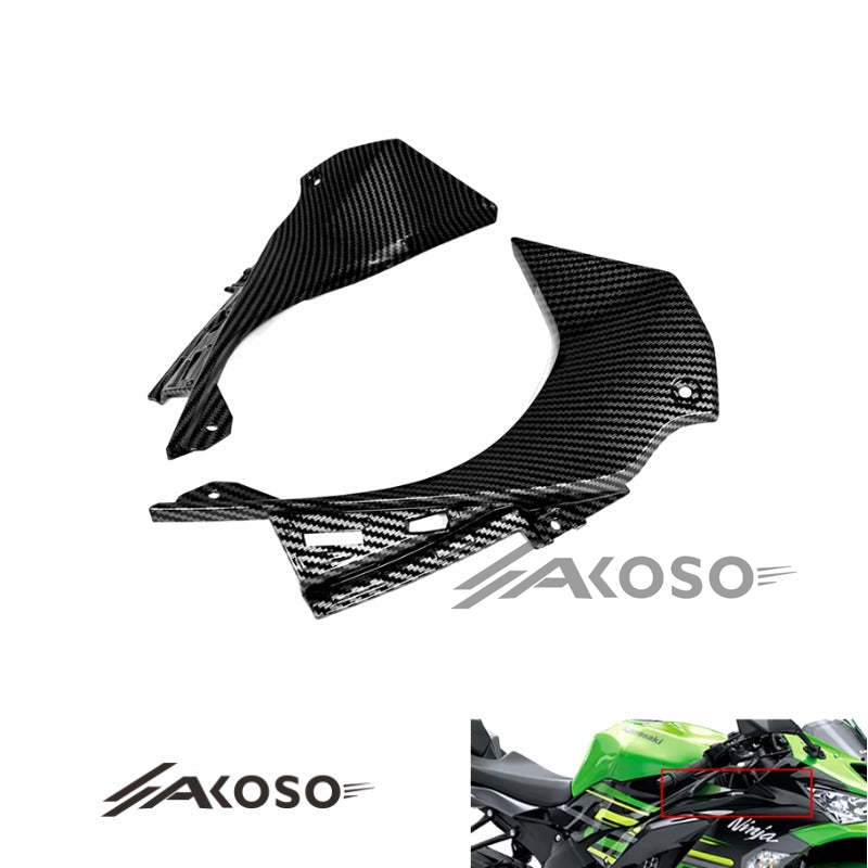 AKOSO 2019-2022 Kawasaki Ninja ZX-6R Carbon Fiber Motorcycle Upper Front Dash Air Cover Fairing