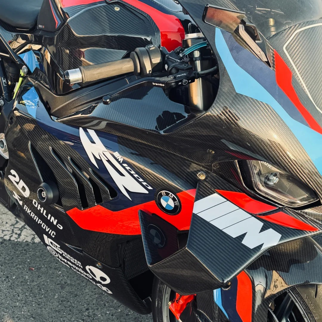 AKOSO 2023-2024 BMW M1000RR Carbon Fiber Wind Deflector Wings Fairing Front Spoiler Fixed Winglets Motorcycle