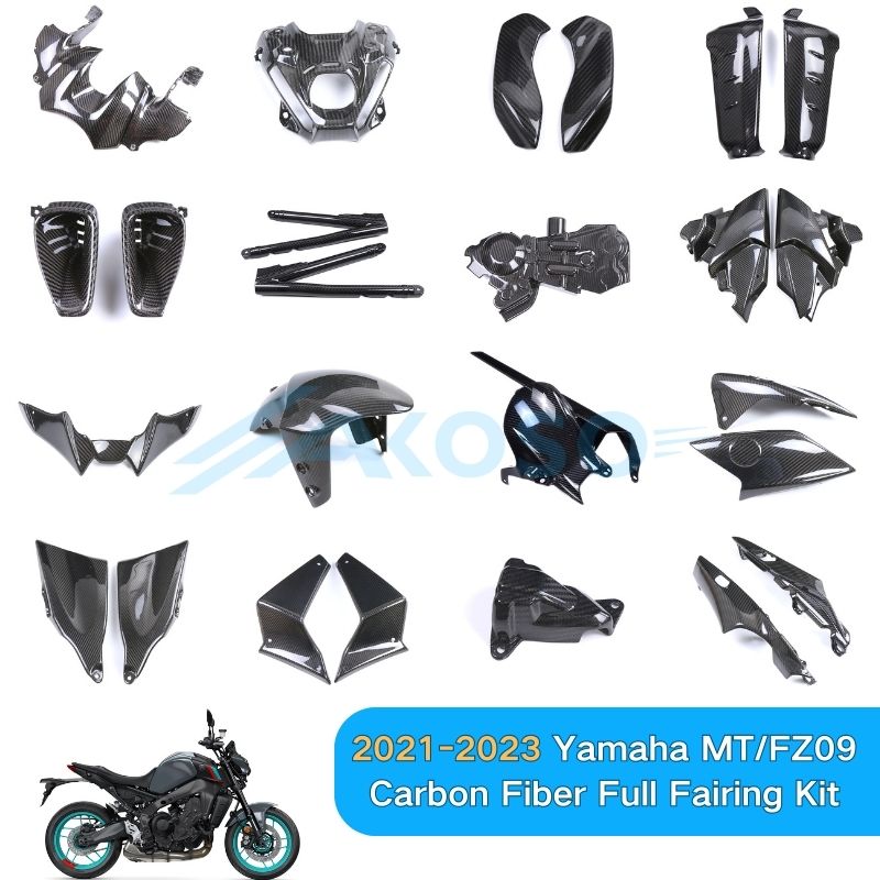 AKOSO 2021-2023 Yamaha MT09 FZ09 100% Dry Carbon Fiber Full Fairing Kit