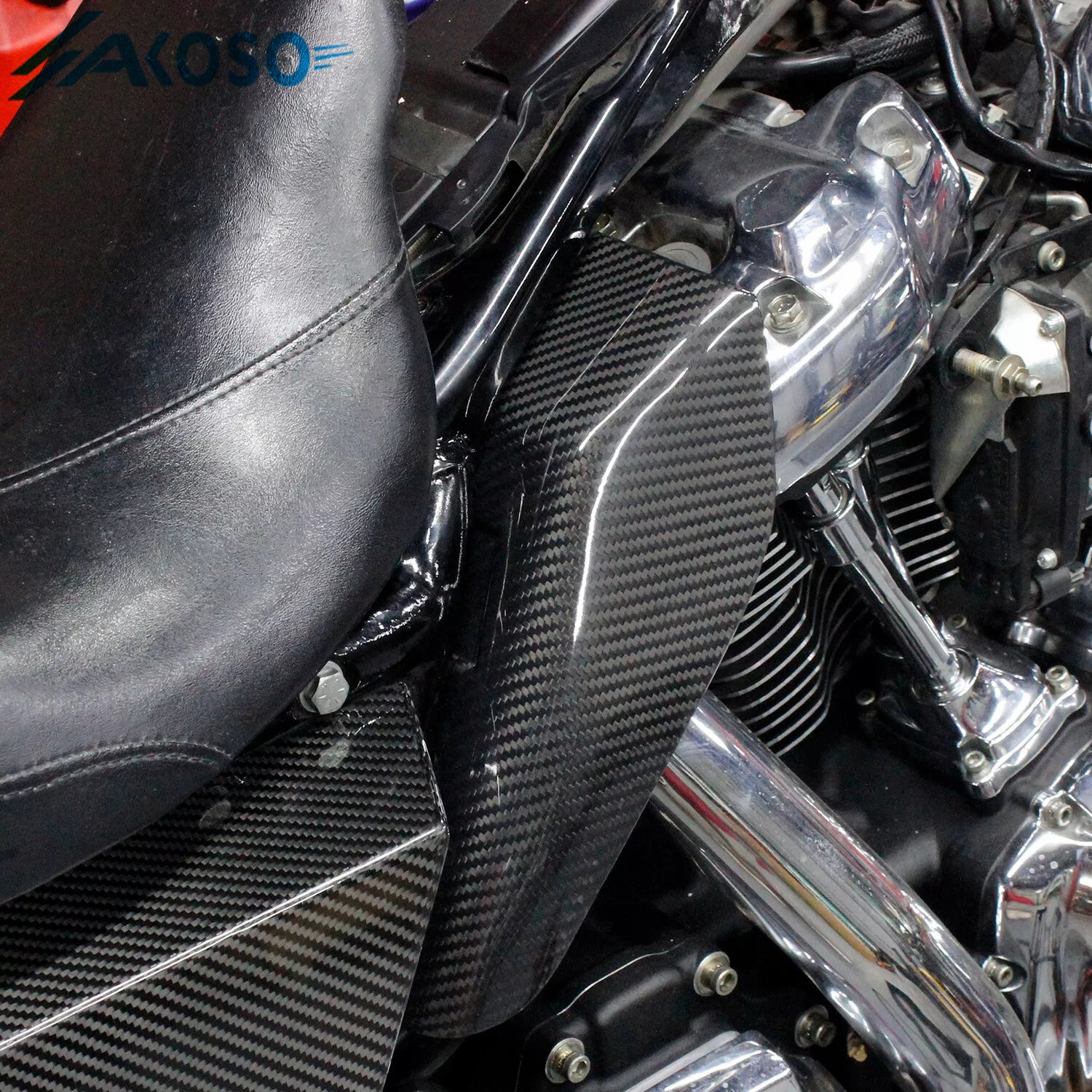 AKOSO Carbon Fiber Mid Frame Air Deflector Trim Side Cover for Harley Touring Street Glide Road Glide 2009-2024