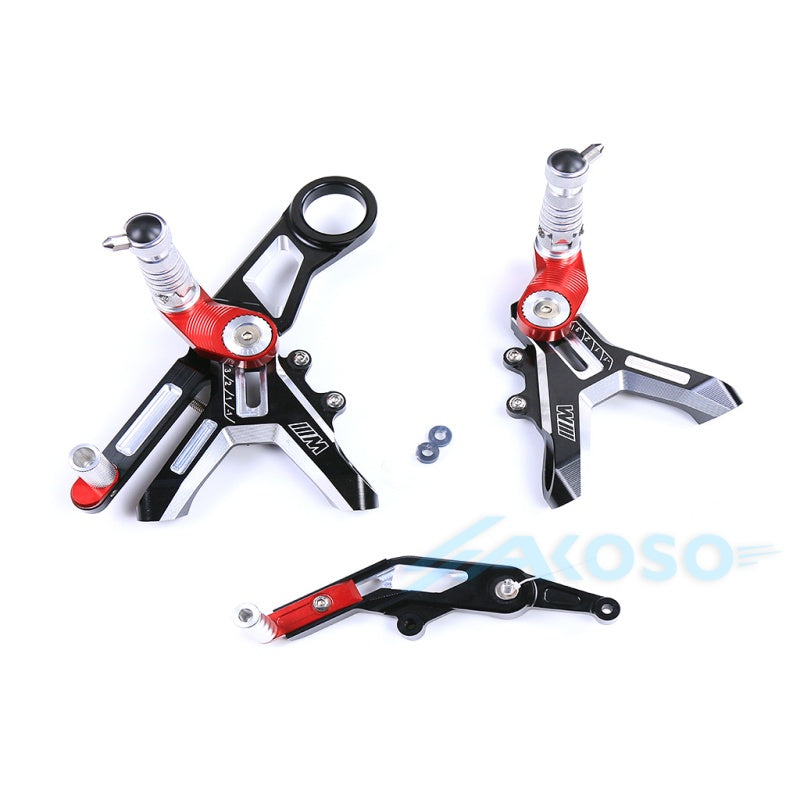 AKOSO BMW S1000RR S1000R M1000RR CNC Dry Carbon Fiber Footrest Kits Racing Adjustable Rearset Footrest