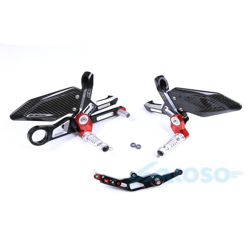 AKOSO BMW S1000RR S1000R M1000RR CNC Dry Carbon Fiber Footrest Kits Racing Adjustable Rearset Footrest