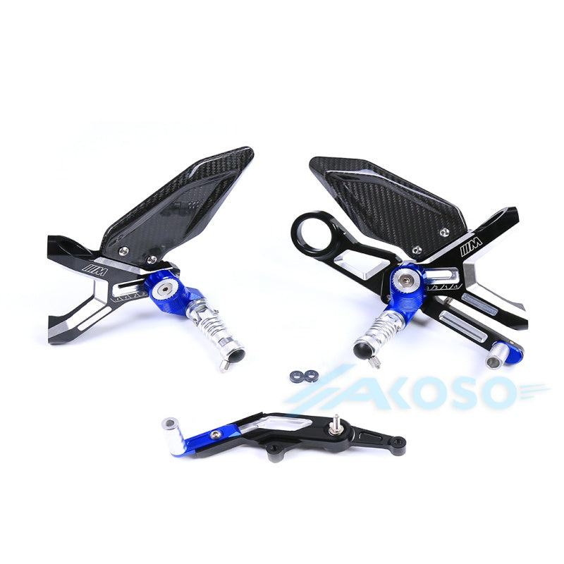 AKOSO BMW S1000RR S1000R M1000RR CNC Dry Carbon Fiber Footrest Kits Racing Adjustable Rearset Footrest