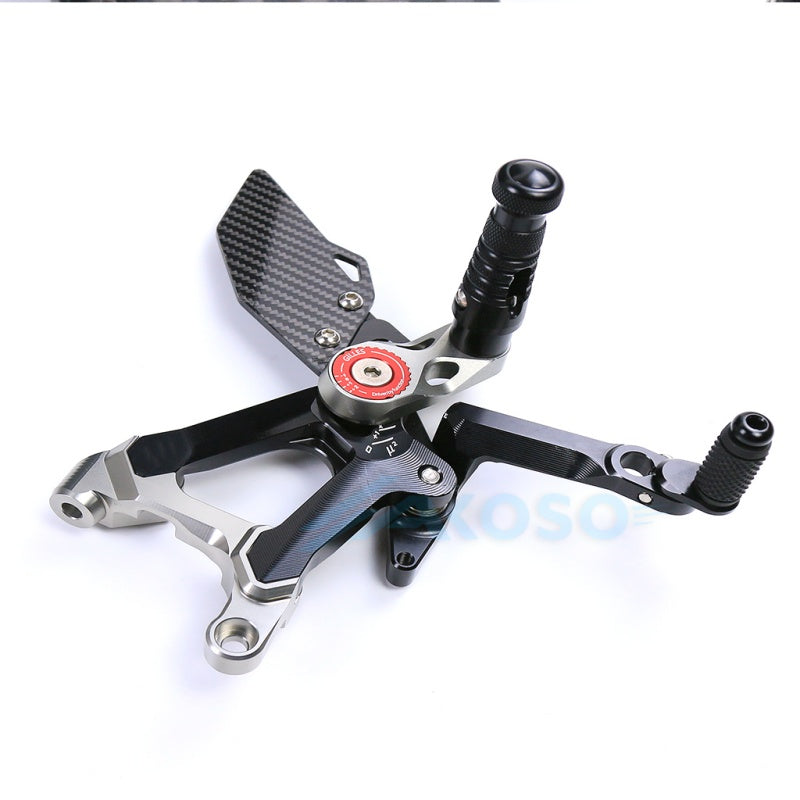 AKOSO Ducati Panigale V4 V4R V4S CNC Aluminum Dry Carbon Fiber Footpeg Rearset Racing Adjustable Rear Footrest