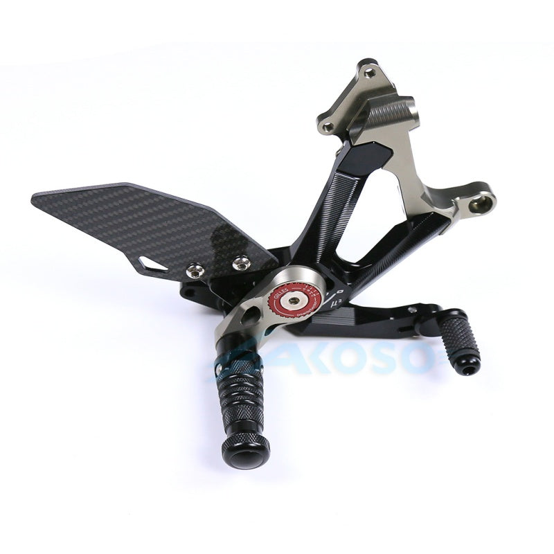 AKOSO Ducati Panigale V4 V4R V4S CNC Aluminum Dry Carbon Fiber Footpeg Rearset Racing Adjustable Rear Footrest