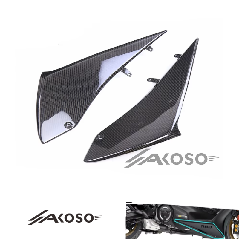 AKOSO 2017-2024 Yamaha Tmax 560 Carbon Fiber Belly Pan Under Tray Cover Cowl Side Lower Fairing