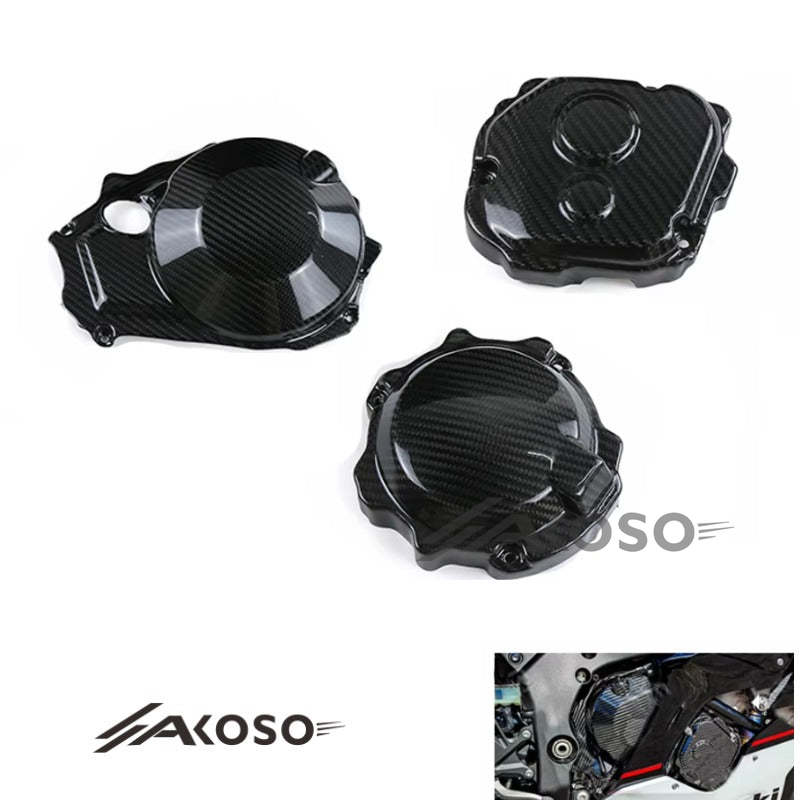 AKOSO 2016-2020 Kawasaki Ninja ZX10R ZX-10R Carbon Fiber Engine Cover Guard Fairing Motorcycle Accessories