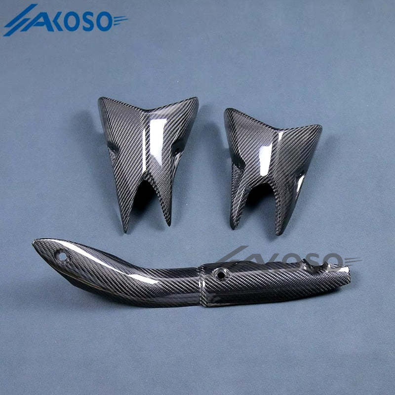 AKOSO 2014+ Kawasaki Z1000 Carbon Fiber Motorcycle Exhaust Pipe Heat Shield Cover Guard Fairing