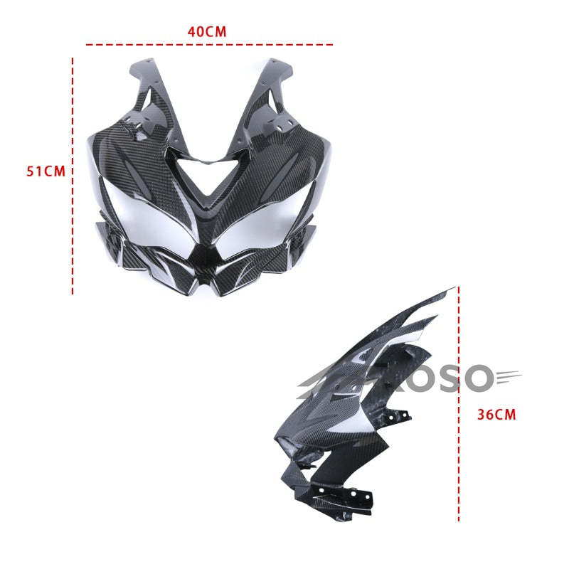 AKOSO 2020-2024 Kawasaki Ninja ZX-25R Carbon Fiber Motorcycle Accessories Front Headlight Fairing