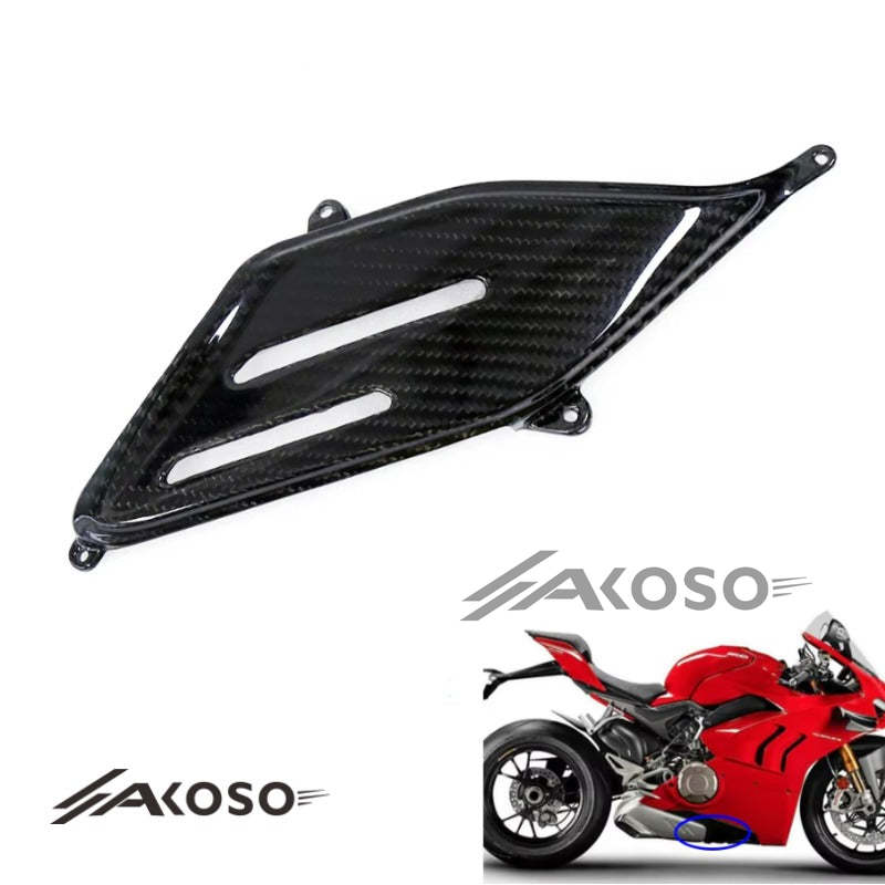 AKOSO 2018+ Ducati Panigale V4 V4S V4R Carbon Fiber Side Bottom Abdominal Plate Lower Fairing